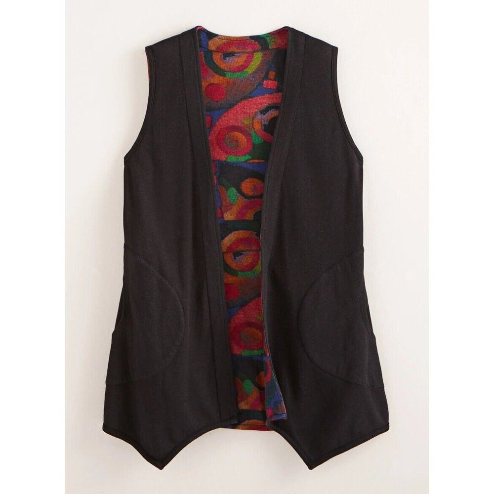 Parsley & Sage Open Vest Women Top L Multi-Color Sleeveless Reversible Pockets - Picture 9 of 9